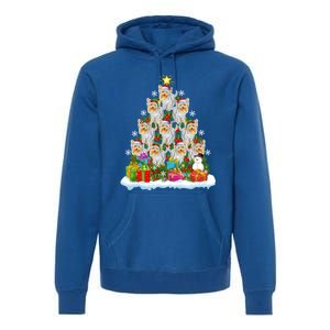 Xmas Lights Funny Santa Yorkshire Terrier Dog Christmas Tree Gift Premium Hoodie