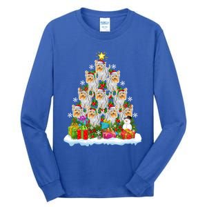 Xmas Lights Funny Santa Yorkshire Terrier Dog Christmas Tree Gift Tall Long Sleeve T-Shirt