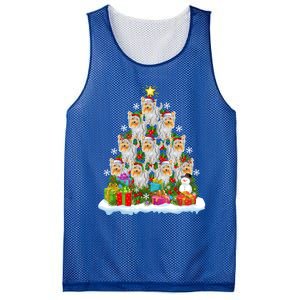 Xmas Lights Funny Santa Yorkshire Terrier Dog Christmas Tree Gift Mesh Reversible Basketball Jersey Tank