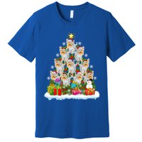 Xmas Lights Funny Santa Yorkshire Terrier Dog Christmas Tree Gift Premium T-Shirt