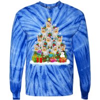 Xmas Lights Funny Santa Yorkshire Terrier Dog Christmas Tree Gift Tie-Dye Long Sleeve Shirt