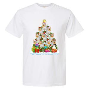 Xmas Lights Funny Santa Yorkshire Terrier Dog Christmas Tree Gift Garment-Dyed Heavyweight T-Shirt