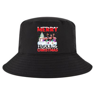 Xmas Lighting Funny Merry Flocking Flamingo Christmas Gift Cool Comfort Performance Bucket Hat