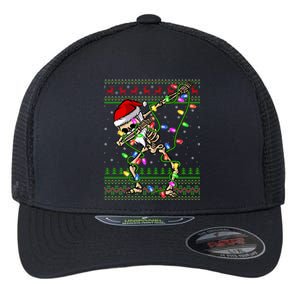 Xmas Lighting Funny Ugly Skeleton Santa Dabbing Christmas Gift Flexfit Unipanel Trucker Cap