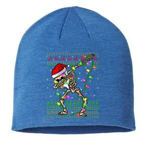 Xmas Lighting Funny Ugly Skeleton Santa Dabbing Christmas Gift Sustainable Beanie