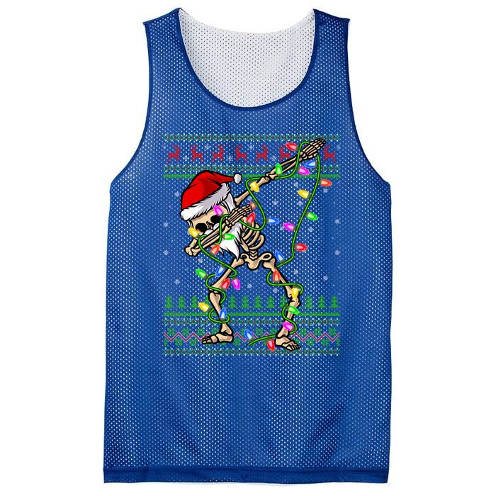 Xmas Lighting Funny Ugly Skeleton Santa Dabbing Christmas Gift Mesh Reversible Basketball Jersey Tank