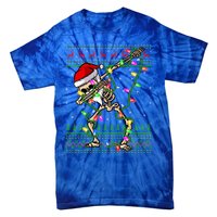 Xmas Lighting Funny Ugly Skeleton Santa Dabbing Christmas Gift Tie-Dye T-Shirt