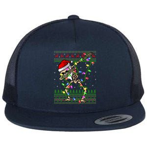 Xmas Lighting Funny Ugly Skeleton Santa Dabbing Christmas Gift Flat Bill Trucker Hat