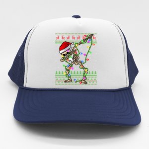 Xmas Lighting Funny Ugly Skeleton Santa Dabbing Christmas Gift Trucker Hat