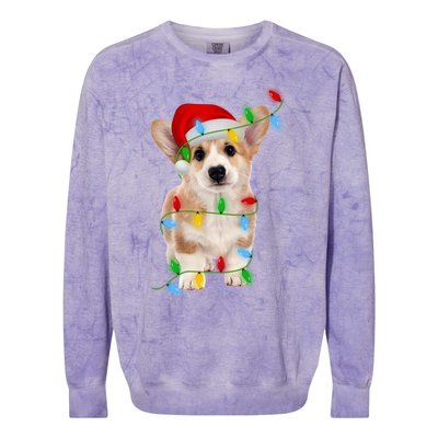 Xmas Lights Holiday Santa Cardigan Welsh Corgi Dog Christmas Gift Colorblast Crewneck Sweatshirt