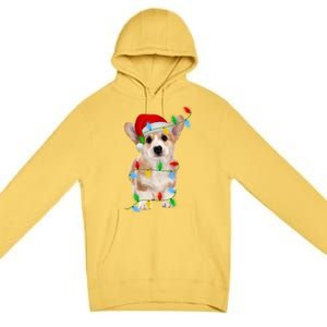 Xmas Lights Holiday Santa Cardigan Welsh Corgi Dog Christmas Gift Premium Pullover Hoodie