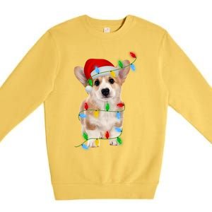 Xmas Lights Holiday Santa Cardigan Welsh Corgi Dog Christmas Gift Premium Crewneck Sweatshirt