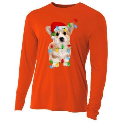 Xmas Lights Holiday Santa Cardigan Welsh Corgi Dog Christmas Gift Cooling Performance Long Sleeve Crew