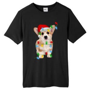 Xmas Lights Holiday Santa Cardigan Welsh Corgi Dog Christmas Gift Tall Fusion ChromaSoft Performance T-Shirt