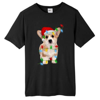 Xmas Lights Holiday Santa Cardigan Welsh Corgi Dog Christmas Gift Tall Fusion ChromaSoft Performance T-Shirt