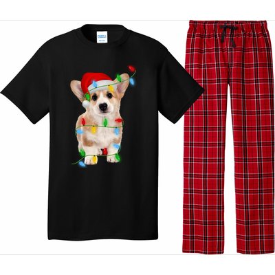 Xmas Lights Holiday Santa Cardigan Welsh Corgi Dog Christmas Gift Pajama Set