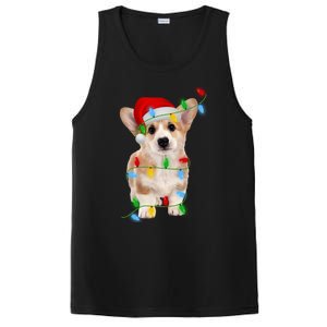 Xmas Lights Holiday Santa Cardigan Welsh Corgi Dog Christmas Gift PosiCharge Competitor Tank