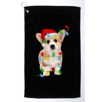 Xmas Lights Holiday Santa Cardigan Welsh Corgi Dog Christmas Gift Platinum Collection Golf Towel