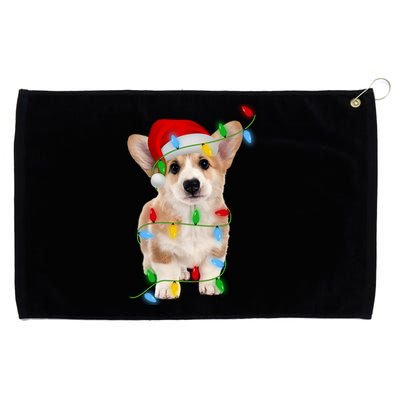 Xmas Lights Holiday Santa Cardigan Welsh Corgi Dog Christmas Gift Grommeted Golf Towel