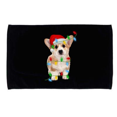 Xmas Lights Holiday Santa Cardigan Welsh Corgi Dog Christmas Gift Microfiber Hand Towel