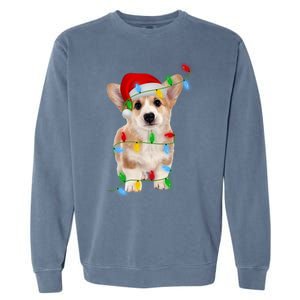 Xmas Lights Holiday Santa Cardigan Welsh Corgi Dog Christmas Gift Garment-Dyed Sweatshirt