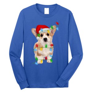 Xmas Lights Holiday Santa Cardigan Welsh Corgi Dog Christmas Gift Long Sleeve Shirt