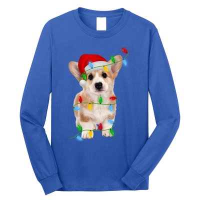 Xmas Lights Holiday Santa Cardigan Welsh Corgi Dog Christmas Gift Long Sleeve Shirt