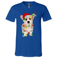 Xmas Lights Holiday Santa Cardigan Welsh Corgi Dog Christmas Gift V-Neck T-Shirt