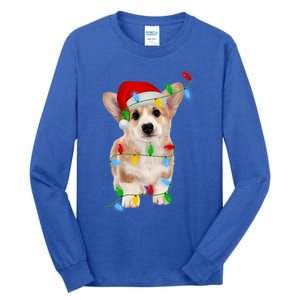 Xmas Lights Holiday Santa Cardigan Welsh Corgi Dog Christmas Gift Tall Long Sleeve T-Shirt