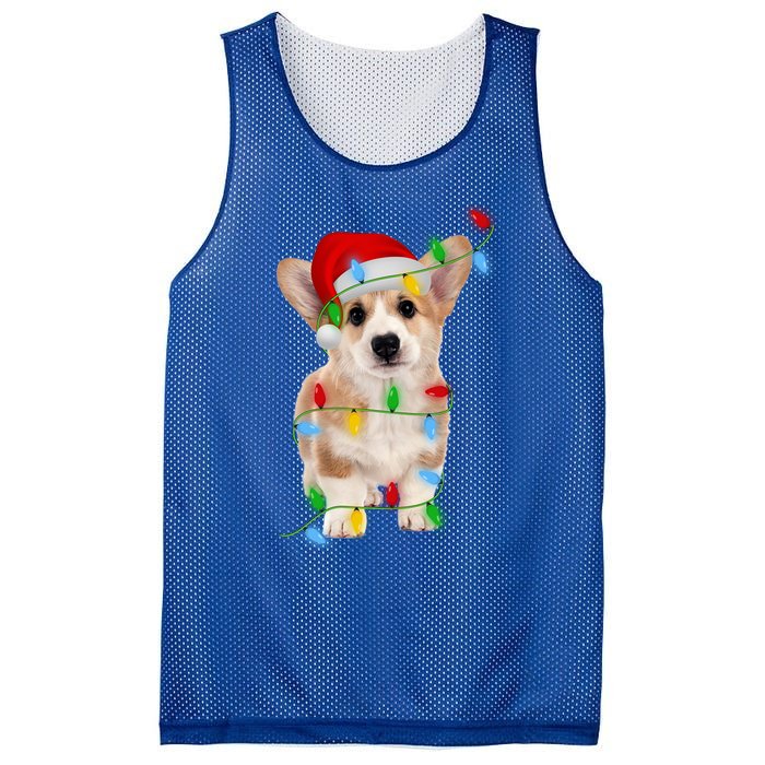 Xmas Lights Holiday Santa Cardigan Welsh Corgi Dog Christmas Gift Mesh Reversible Basketball Jersey Tank