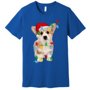 Xmas Lights Holiday Santa Cardigan Welsh Corgi Dog Christmas Gift Premium T-Shirt