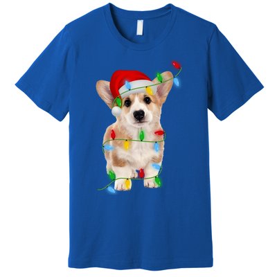 Xmas Lights Holiday Santa Cardigan Welsh Corgi Dog Christmas Gift Premium T-Shirt