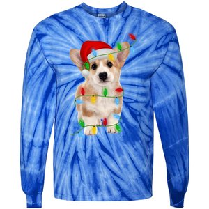 Xmas Lights Holiday Santa Cardigan Welsh Corgi Dog Christmas Gift Tie-Dye Long Sleeve Shirt