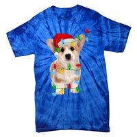 Xmas Lights Holiday Santa Cardigan Welsh Corgi Dog Christmas Gift Tie-Dye T-Shirt