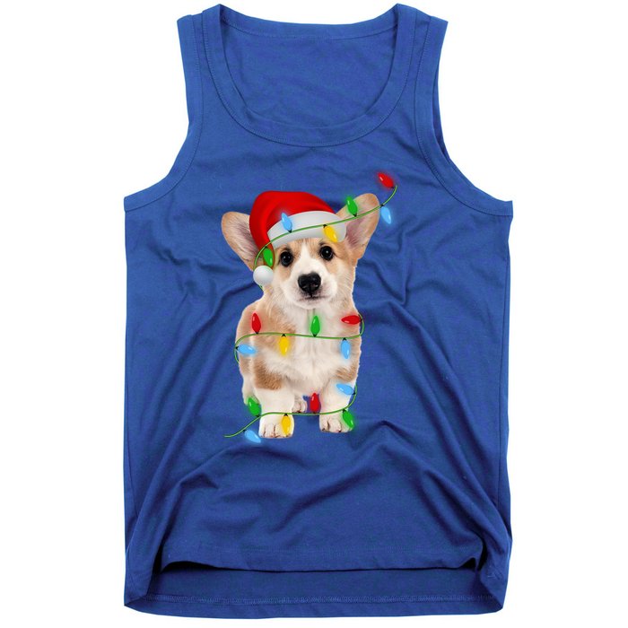 Xmas Lights Holiday Santa Cardigan Welsh Corgi Dog Christmas Gift Tank Top