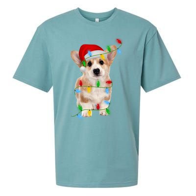 Xmas Lights Holiday Santa Cardigan Welsh Corgi Dog Christmas Gift Sueded Cloud Jersey T-Shirt