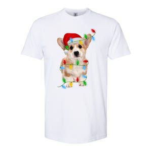 Xmas Lights Holiday Santa Cardigan Welsh Corgi Dog Christmas Gift Softstyle CVC T-Shirt