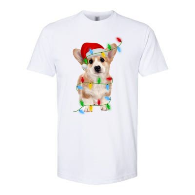 Xmas Lights Holiday Santa Cardigan Welsh Corgi Dog Christmas Gift Softstyle CVC T-Shirt