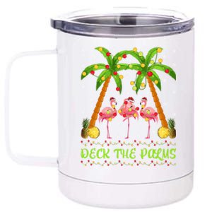 Xmas Lighting Holiday Deck The Palms Flamingo Christmas Gift 12 oz Stainless Steel Tumbler Cup