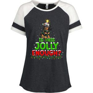 Xmas Lighting Is This Jolly Enough Dachshund Christmas Tree Gift Enza Ladies Jersey Colorblock Tee