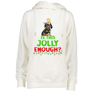 Xmas Lighting Is This Jolly Enough Dachshund Christmas Tree Gift Womens Funnel Neck Pullover Hood