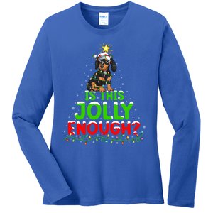 Xmas Lighting Is This Jolly Enough Dachshund Christmas Tree Gift Ladies Long Sleeve Shirt