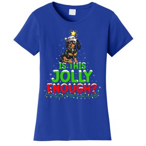 Xmas Lighting Is This Jolly Enough Dachshund Christmas Tree Gift Women's T-Shirt