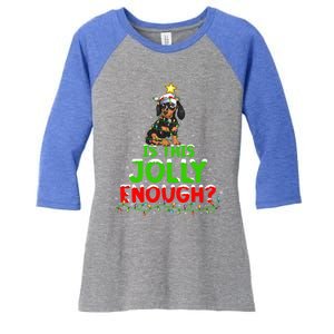 Xmas Lighting Is This Jolly Enough Dachshund Christmas Tree Gift Women's Tri-Blend 3/4-Sleeve Raglan Shirt