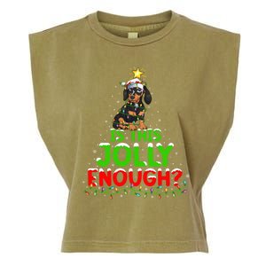 Xmas Lighting Is This Jolly Enough Dachshund Christmas Tree Gift Garment-Dyed Women's Muscle Tee