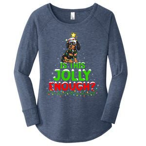 Xmas Lighting Is This Jolly Enough Dachshund Christmas Tree Gift Women's Perfect Tri Tunic Long Sleeve Shirt