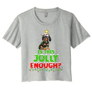 Xmas Lighting Is This Jolly Enough Dachshund Christmas Tree Gift Women's Crop Top Tee