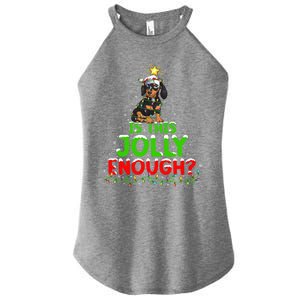 Xmas Lighting Is This Jolly Enough Dachshund Christmas Tree Gift Women's Perfect Tri Rocker Tank