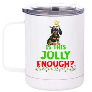 Xmas Lighting Is This Jolly Enough Dachshund Christmas Tree Gift 12 oz Stainless Steel Tumbler Cup