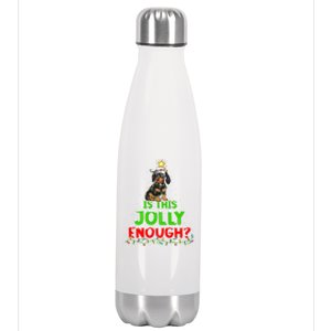 Xmas Lighting Is This Jolly Enough Dachshund Christmas Tree Gift Stainless Steel Insulated Water Bottle